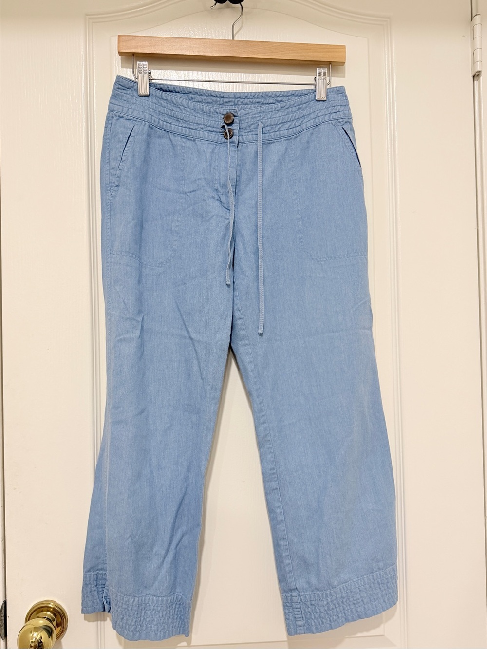 Sigrid Olsen Poet 09 Size 2 Petite Light Blue Drawstring Cropped Pants